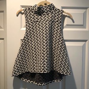 Free People Crochet Black & White Tank